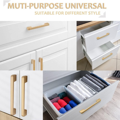 Golden Kitchen Cupboard Handles, Modern Gold Door Handle Aluminum Alloy Cabinet Handle Drawer Pulls Square Furniture Handle Set for Kitchen and Bathroom Cabinets Cupboard(6Pcs 128mm)