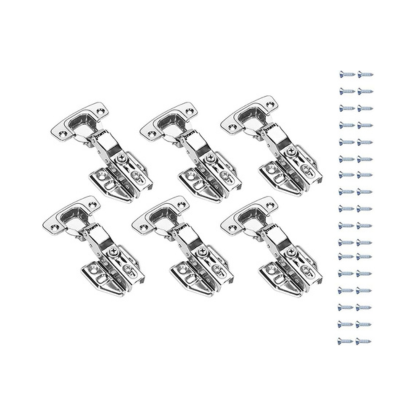 6 Pcs Kitchen Soft Close Cabinet Door Hinges, 1.5mm Stainless Concealed Kitchen Cabinet Hinges Hardware Accessories for Cabinets, Wardrobes and Bookcases, Silver