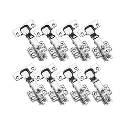 8 Pcs Door Hinges for Kitchen, Bathroom and Cabinet Furniture Doors, Soft Close, Straight Cup 105°Opening, Full Overlay Cabinet Hinges, Removable and Adjustable with Screws