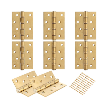 8 PCS Gold Door Hinge, 4 Inch Stainless Steel Door Hinges Internal with Screws, Ball Bearing Hinges Heavy Duty Hinges for Internal Doors
