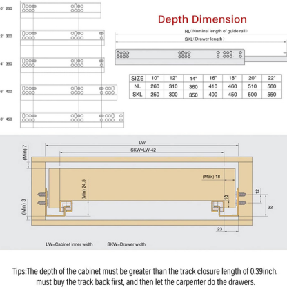 Drawer Slide,Under-Mount Concealed Self Soft Close Under，Concealed Cabinet Furniture Drawer Runners (10 Inch)