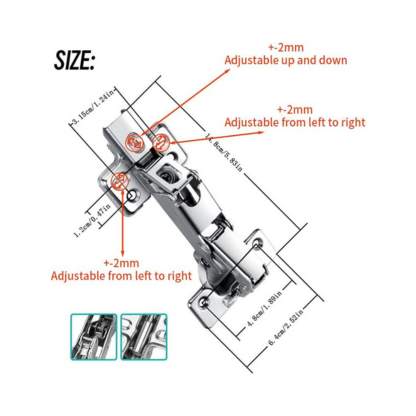 Kitchen Cabinet Hinges (1 Pair, 2 PCS) 165 Degree Half Overlay Cabinet Hinges for Lazy Susan/Corner/Hidden Door/Folden Door, BD-H165