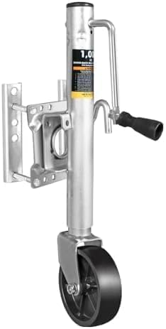 Trailer Jack with 6-Inch Single Wheel,1000 Lbs Capacity Swing-Back Bolt-On Heavy Duty Swivel Trailer Jack,