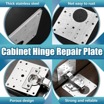 Cabinet Repair Plates, 8 Pcs Cabinet Hinges Repair Plate, Stainless Steel Hinge Repair Brackets for Wooden Cabinet Door, Kitchen Cabinet, Wardrobes, Tables(8 Pcs/silver)