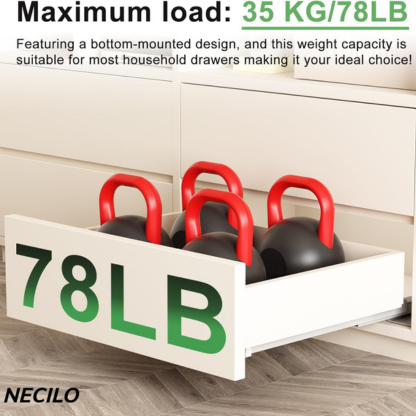 Push to Open Soft Close Undermount Drawer Slides, 12 14 16 18 20 Inch Full Extension Concealed Bottom Mount Rails with Locking Devices, 78 lb Load, 1 Pair for Kitchen & Cabinet