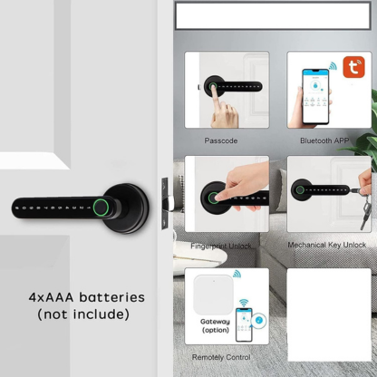 Fingerprint Door Lock With WiFi Tuya App, Smart APP Remote Control Digital,Biometric Fingerprint,IC Card,Mechanical key Unlock for Apartment Hotel Home Use (Silver)