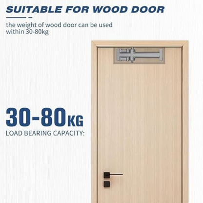 Automatic Door Closer, Hidden Hydraulic, Aluminum, Concealed, Invisible, Adjustable Speed, 30-80kg, Silver