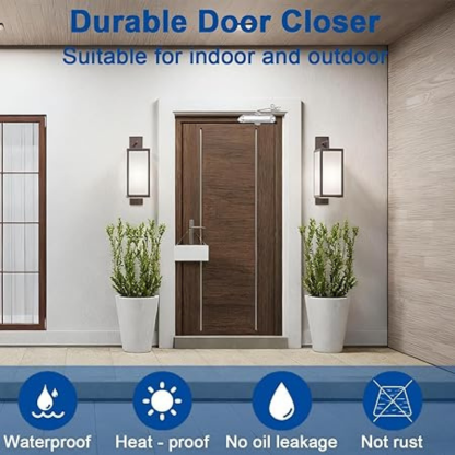 Automatic Hydraulic Door Closer, Heavy Duty 80–150kg, Size 3 Adjustable Spring, Aluminum Body, for Wooden & Metal Doors (Commercial & Residential)
