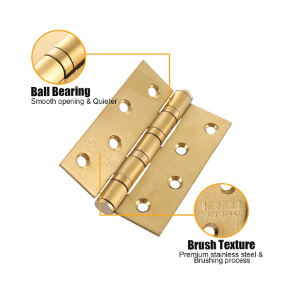 8 PCS Gold Door Hinge, 4 Inch Stainless Steel Door Hinges Internal with Screws, Ball Bearing Hinges Heavy Duty Hinges for Internal Doors