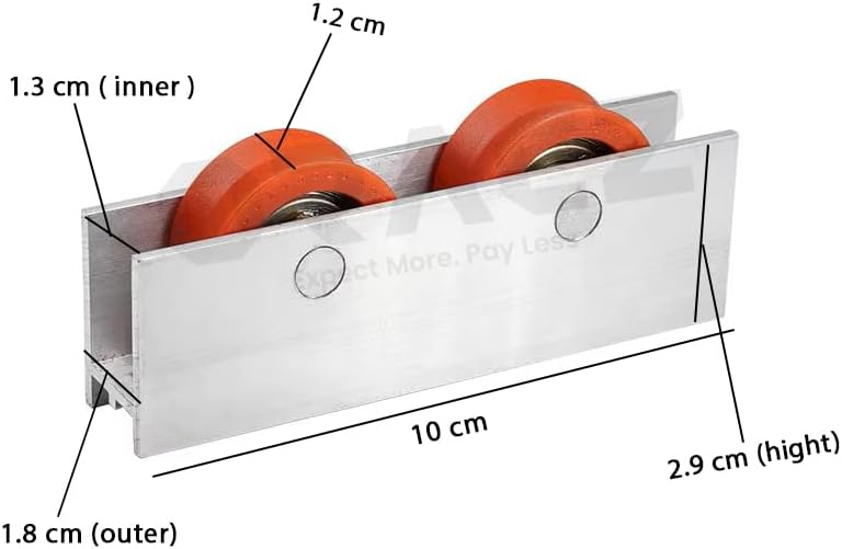 Heavy Duty Sliding Window Door Assembly Roller Aluminum Pulley Double Wheels | Sliding Roller 10mm Wheel for Wardrobes Cabinet Bookcases Door,Sliding Glass Door 100 kg Load Capacity. (2-PCS)