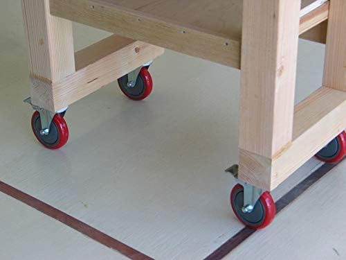 GBL - 4'' Heavy Duty Caster Wheels With Brakes 1320Lbs | 4 x Castor for Moving Furniture, Table, Trolley, Workbench, Garage (2 With & 2 Without Brakes) + Screws