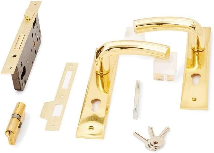 Villa Door Handle and Lock Complete Set -Gold -25 X 5 X 3cm