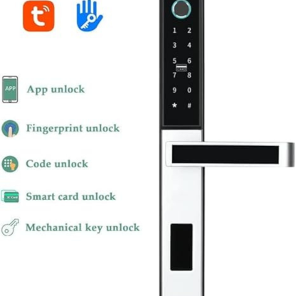 Smart Lock, D09 blk,With WiFi Tuya App, Display screen,Keypad Digital,Biometric Fingerprint,IC Card,Mechanical key Unlock for Apartment Hotel Home Use. COLOR: (BLACK)