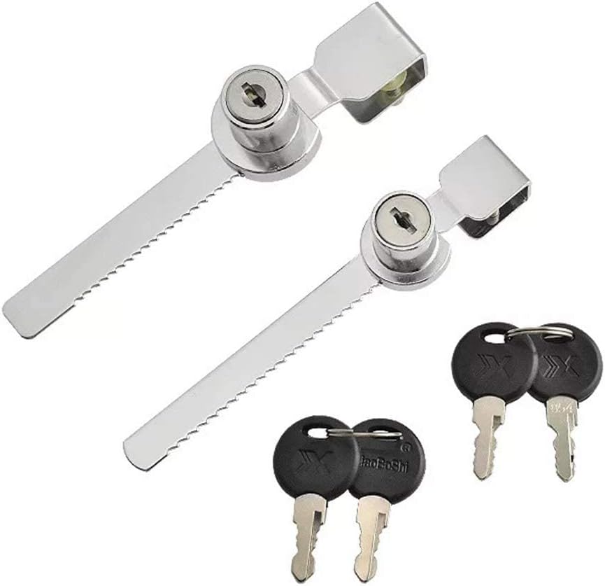 Keyed Alike Showcase Display - 2 Pack Glass Cabinet Locks, Serrated Locks, Drawer Cabinet Door Locks