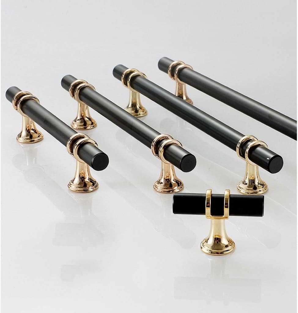 Vila Cabinet Handle T Bar Zinc Alloy Handle Kitchen Drawer Handles 1-pec Color : Black/Gold -Size: (160mm)