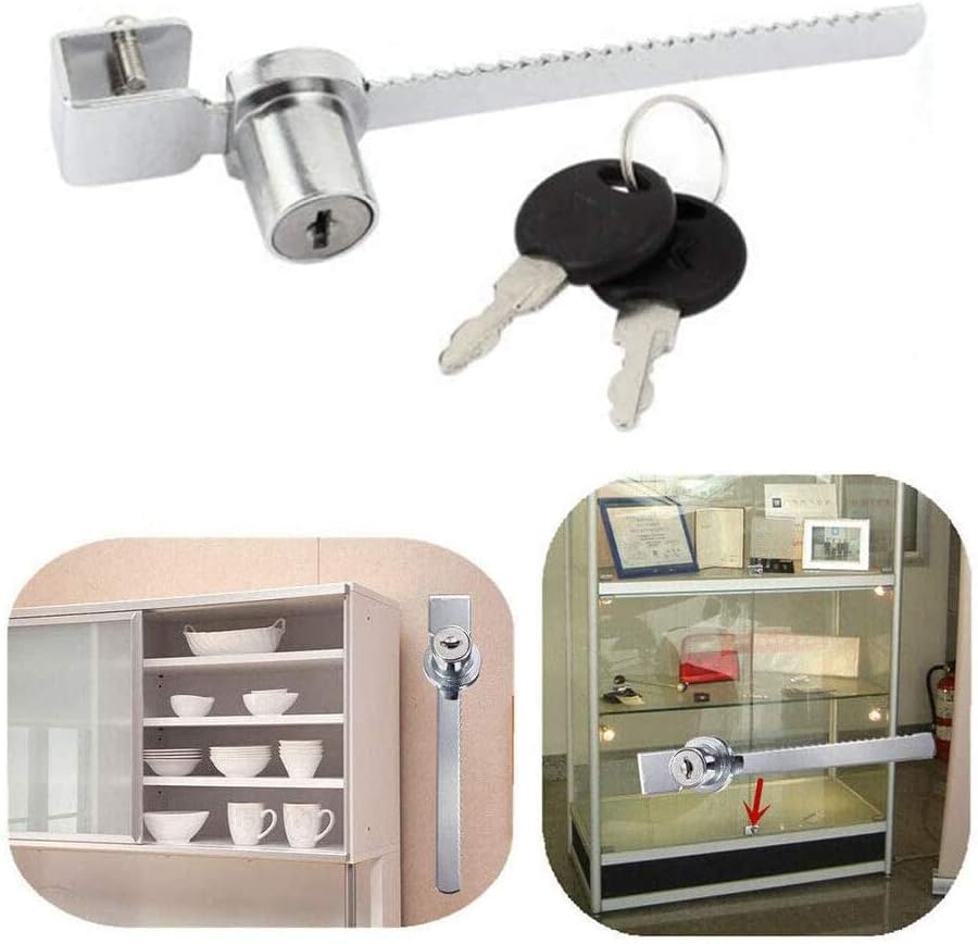 Keyed Alike Showcase Display - 2 Pack Glass Cabinet Locks, Serrated Locks, Drawer Cabinet Door Locks