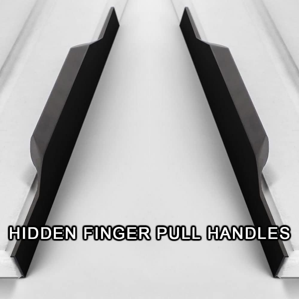 2 Pcs Aluminium Alloy Finger Edge Handle Cabinet Pull Handles Black Modern Style Drawer Cupboard Handles Hidden Finger Pull Handles for Home Kitchen Door Drawer Cabinet