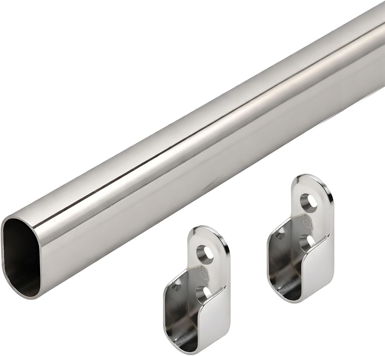 Volo Stainless Steel Oval Closet Rod with End Supports (Size : 4 ft.)