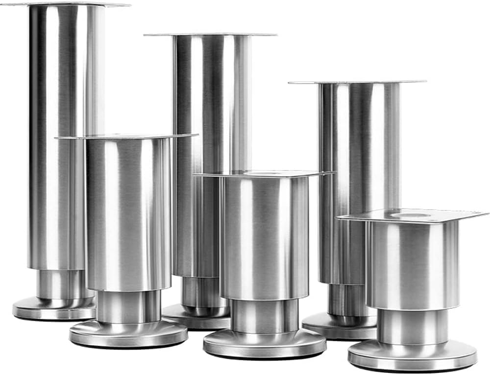 Stainless Steel Furniture Legs,4 Pack Adjustable Heavy Duty Table Sofa Cabinet Leg,Coffee Table TV Cabinet Couch Kitchen Replacement Stand Feet (5.9in)