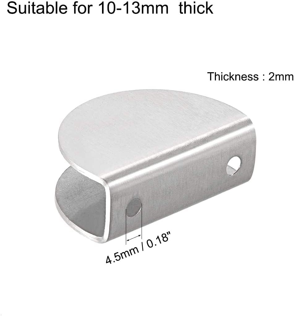 XYWHPGV Glass Shelf Brackets Adjustable Stainless Steel Glass Door Cabinet Clamp Clip Holder Half Round for 10-13mm Thickness 8Pcs(c5366 60fe6 46b00 30c2e 28647 6b506