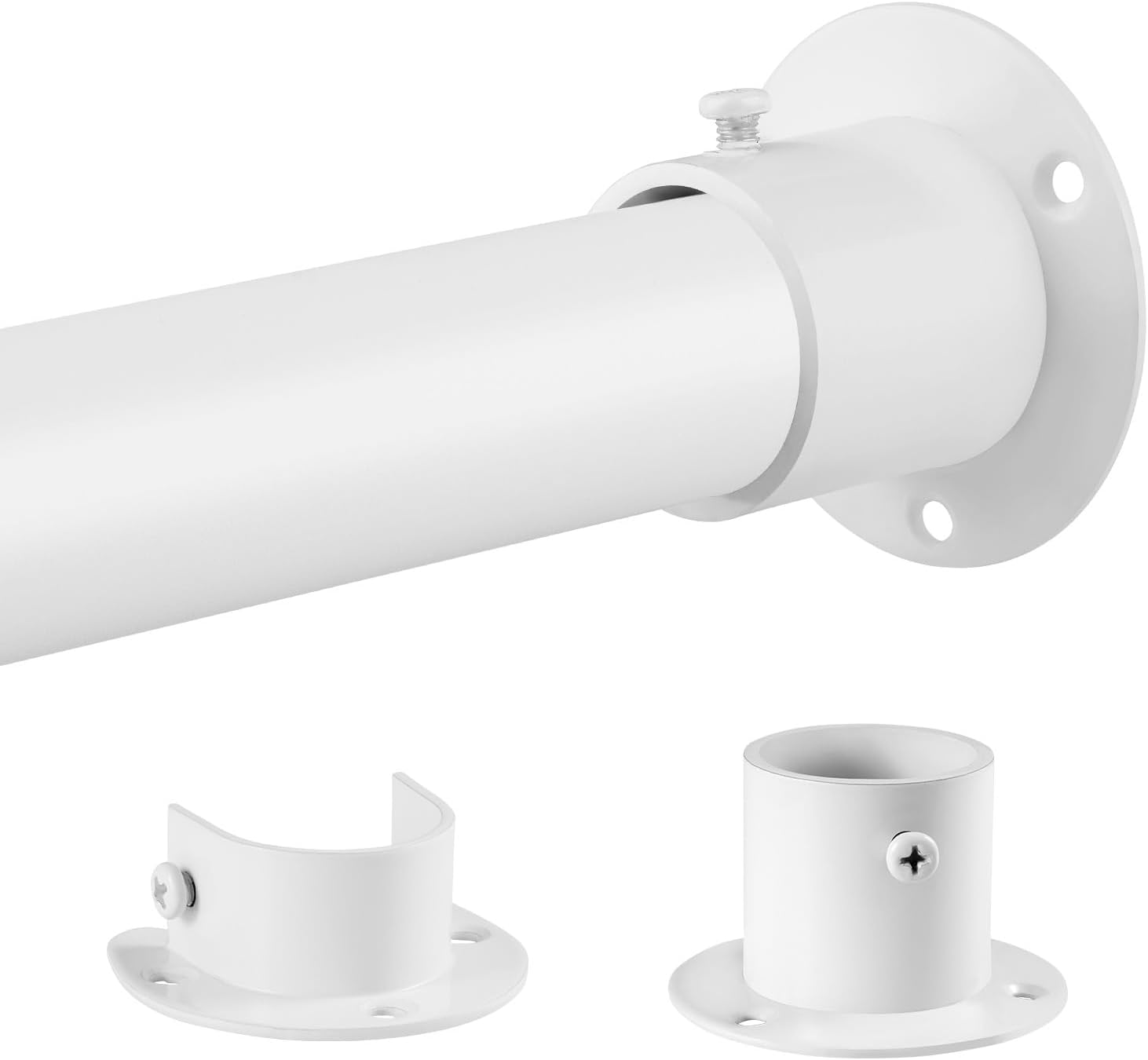 Black Wardrobe Pole, Extendable Heavy Duty Wardrobe rail 74-250cm, Round Clothes Hanging Pole with End Sockets & Screws for Wardrobe Cabinet Cupboard