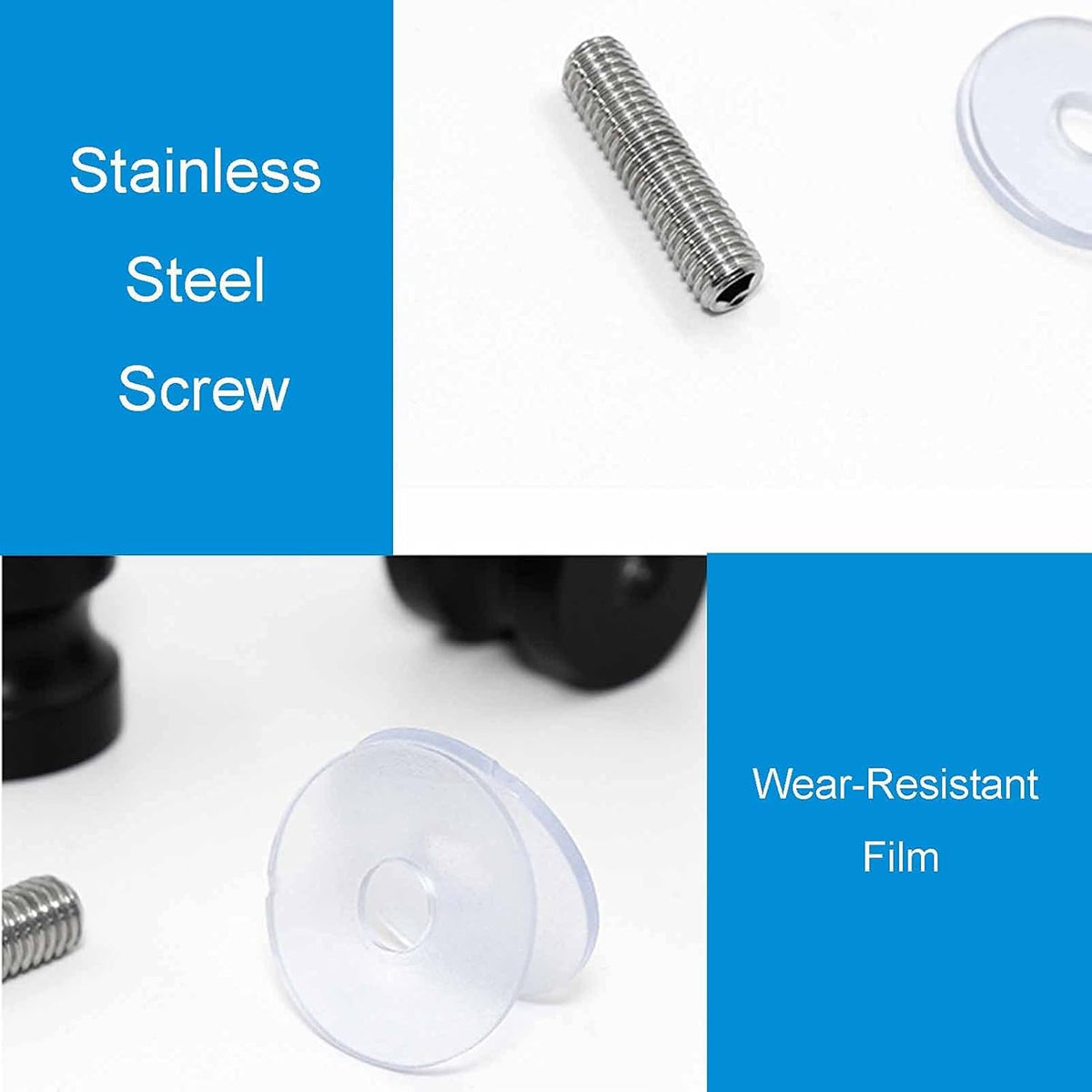 2 Pcs Shower Glass Door Knobs, Aluminum Alloy Replacement Parts Shower Screen Door Handle Knob, Glass Door Knobs for Interior Doors Black/Silver