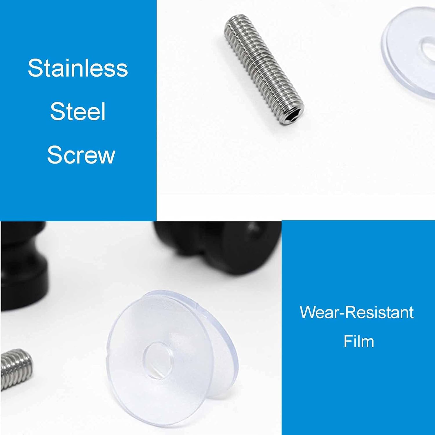 2 Pcs Shower Glass Door Knobs, Aluminum Alloy Replacement Parts Shower Screen Door Handle Knob, Glass Door Knobs for Interior Doors Black/Silver