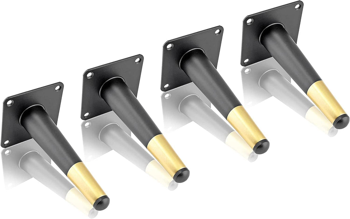 ELECDON Furniture Legs, Straight Conical Metal Legs Furniture Feet Iron Tv Cabinet Feet Stainless Steel Gold Sofa Legs Cabinet Legs Can Bear 800kg, Capacity Heavy Duty Replacement, Pack of 4