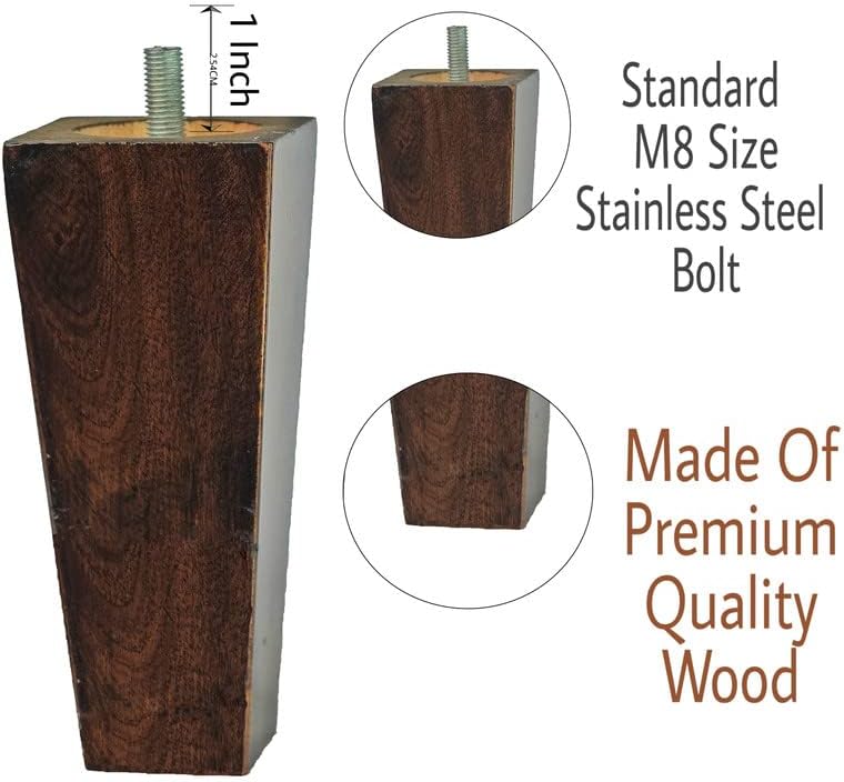 Wooden Square Sofa Leg and Furniture Leg Walnut 6 Inch