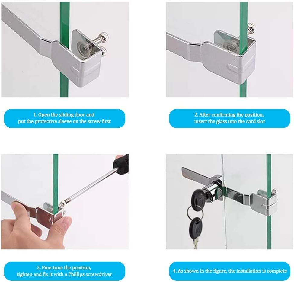 Keyed Alike Showcase Display - 2 Pack Glass Cabinet Locks, Serrated Locks, Drawer Cabinet Door Locks