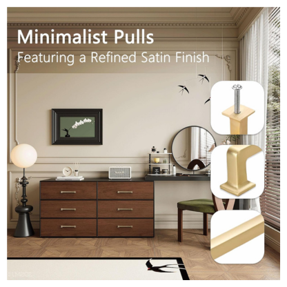 Brushed Gold Square Cabinet Handles | 5-Inch Pulls (10-Pack)