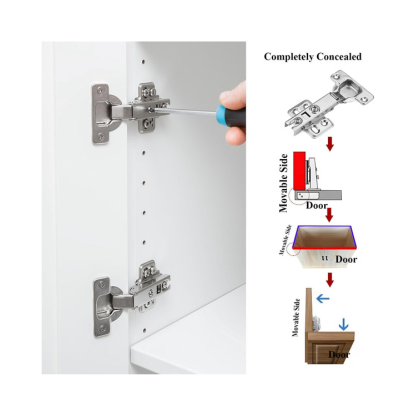 8 Pcs Door Hinges for Kitchen, Bathroom and Cabinet Furniture Doors, Soft Close, Straight Cup 105°Opening, Full Overlay Cabinet Hinges, Removable and Adjustable with Screws