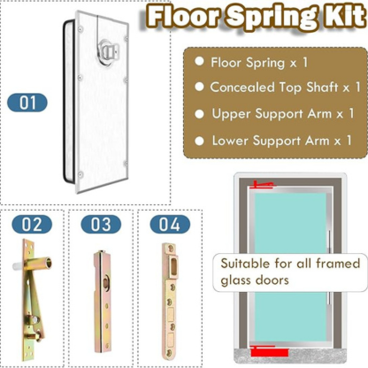 Adjustable Floor Spring Hinge for Glass Doors - Heavy-Duty Door Closer Hardware for Airport School Villa - Supports Up to 100kg - Smooth Operation & Design