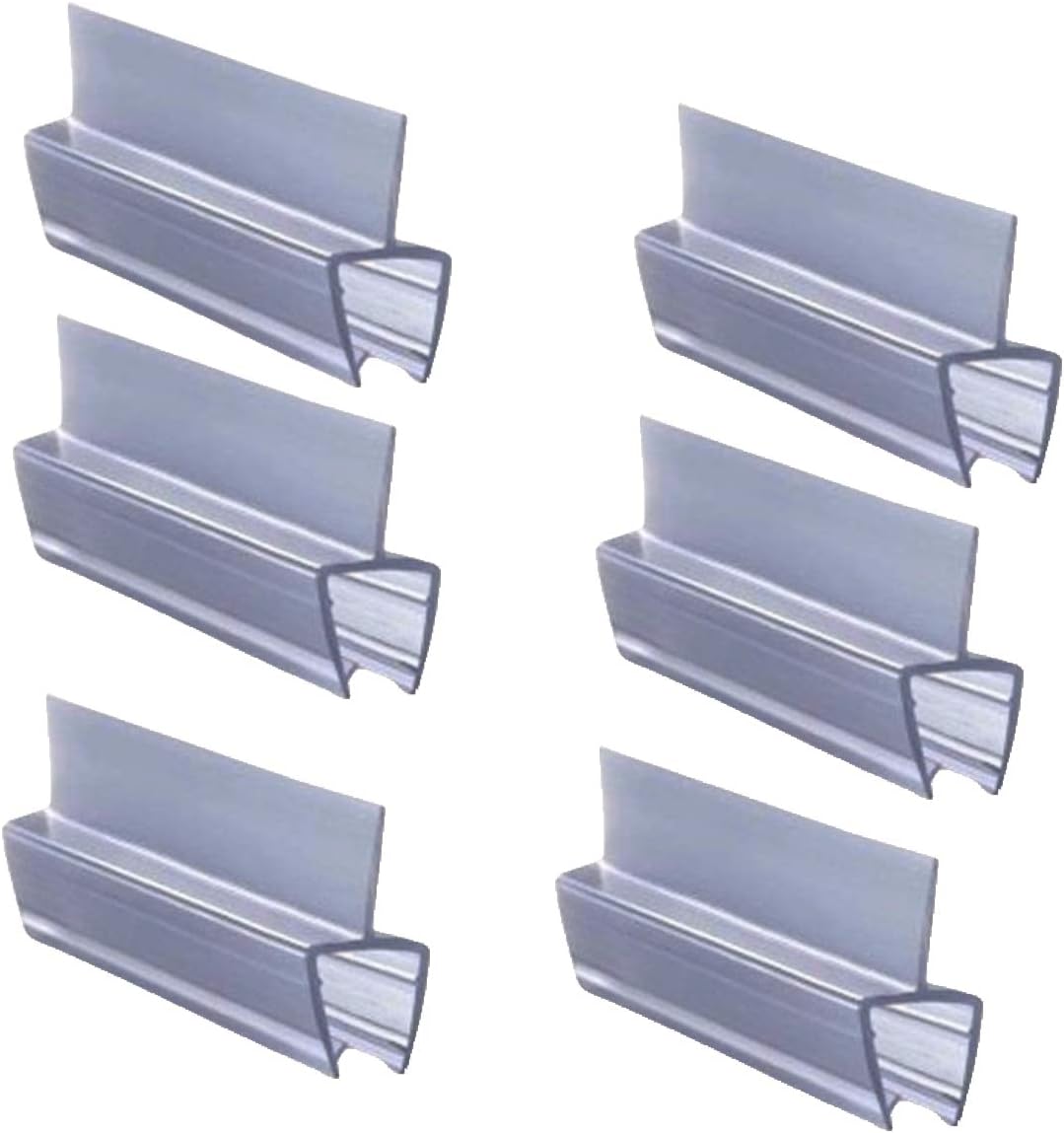 Royal Apex Translucent Weather Stripping Seal Sweep with Drip Rail, Shower Door PVC Silicone Lip Seal Strip for 8,10,12MM Frame-less Glass (1 Meter x 6Pcs) (12mm Glass, Џ Shape (Center Lip))