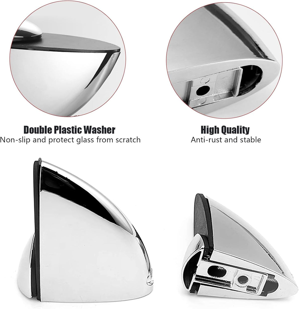 Adjustable Glass Shelf Bracket, Zinc Alloy Glass Shelf Support Wall Mounted Metal Glass Clamp Solid Glass Clamp for 3-20 mm Thickness Shelf (2PCS)