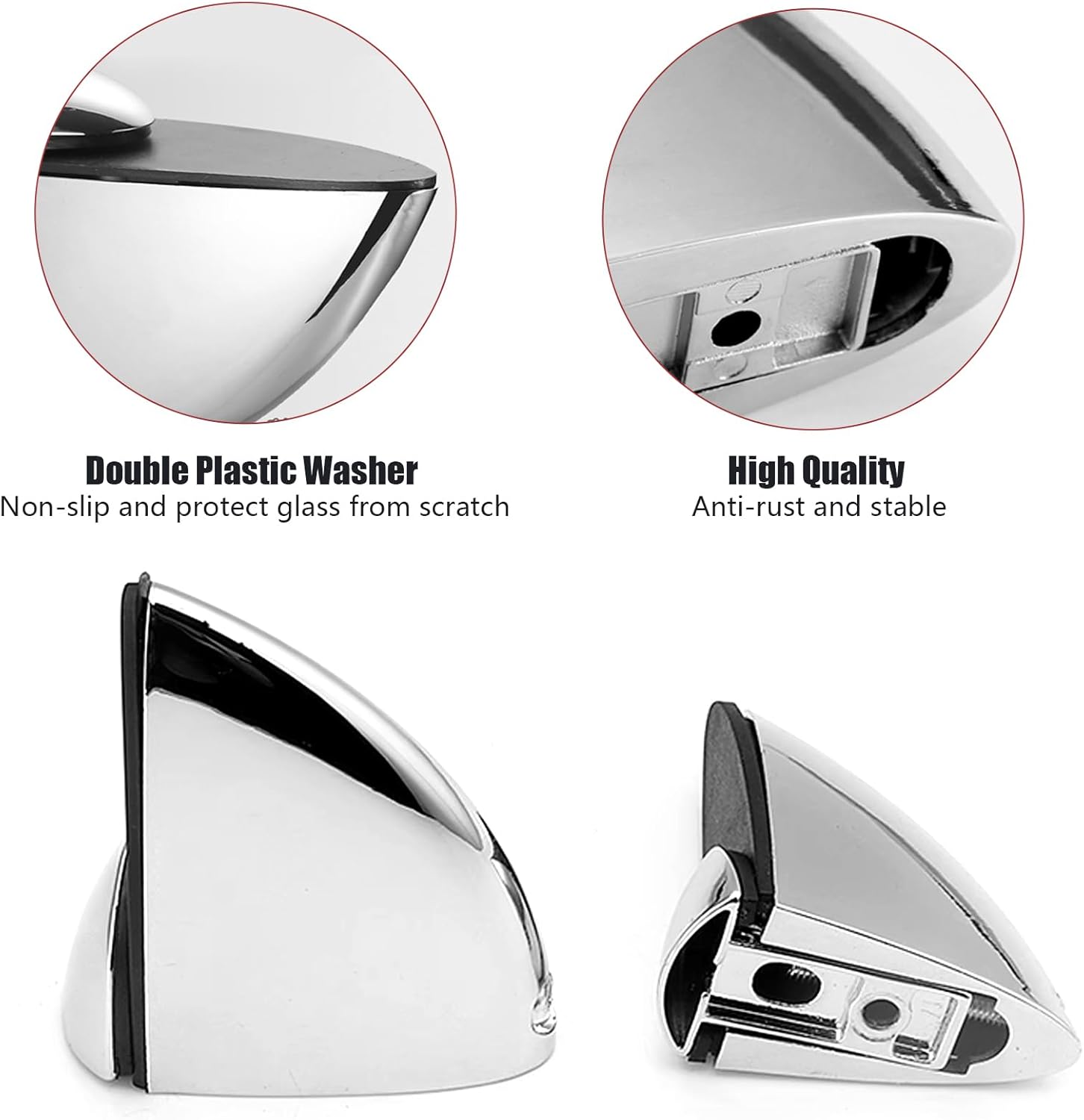 Adjustable Glass Shelf Bracket, Zinc Alloy Glass Shelf Support Wall Mounted Metal Glass Clamp Solid Glass Clamp for 3-20 mm Thickness Shelf (2PCS)