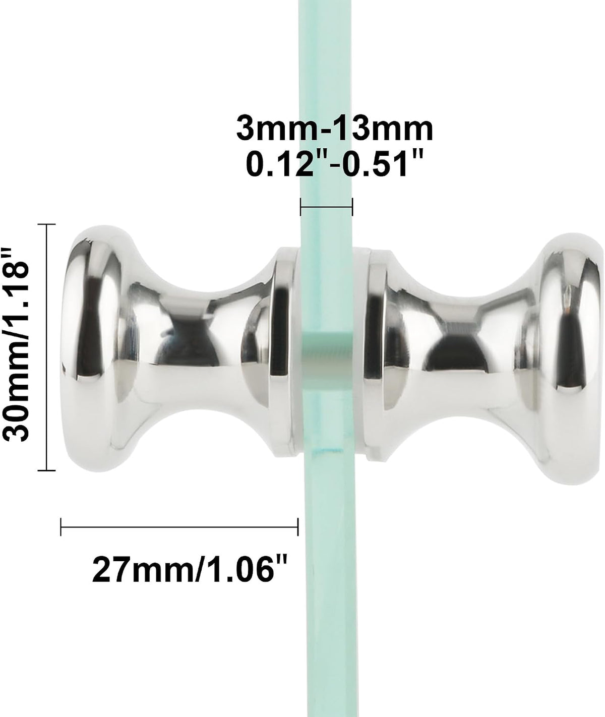 Alise Shower Glass Door Handle,Sliding Shower Doors Knob Double Sides Back-to-Back Pull Hardware Replacement Parts,Solid SUS304 Stainless Steel Knobs,Polished Chrome,XLS200SB-C