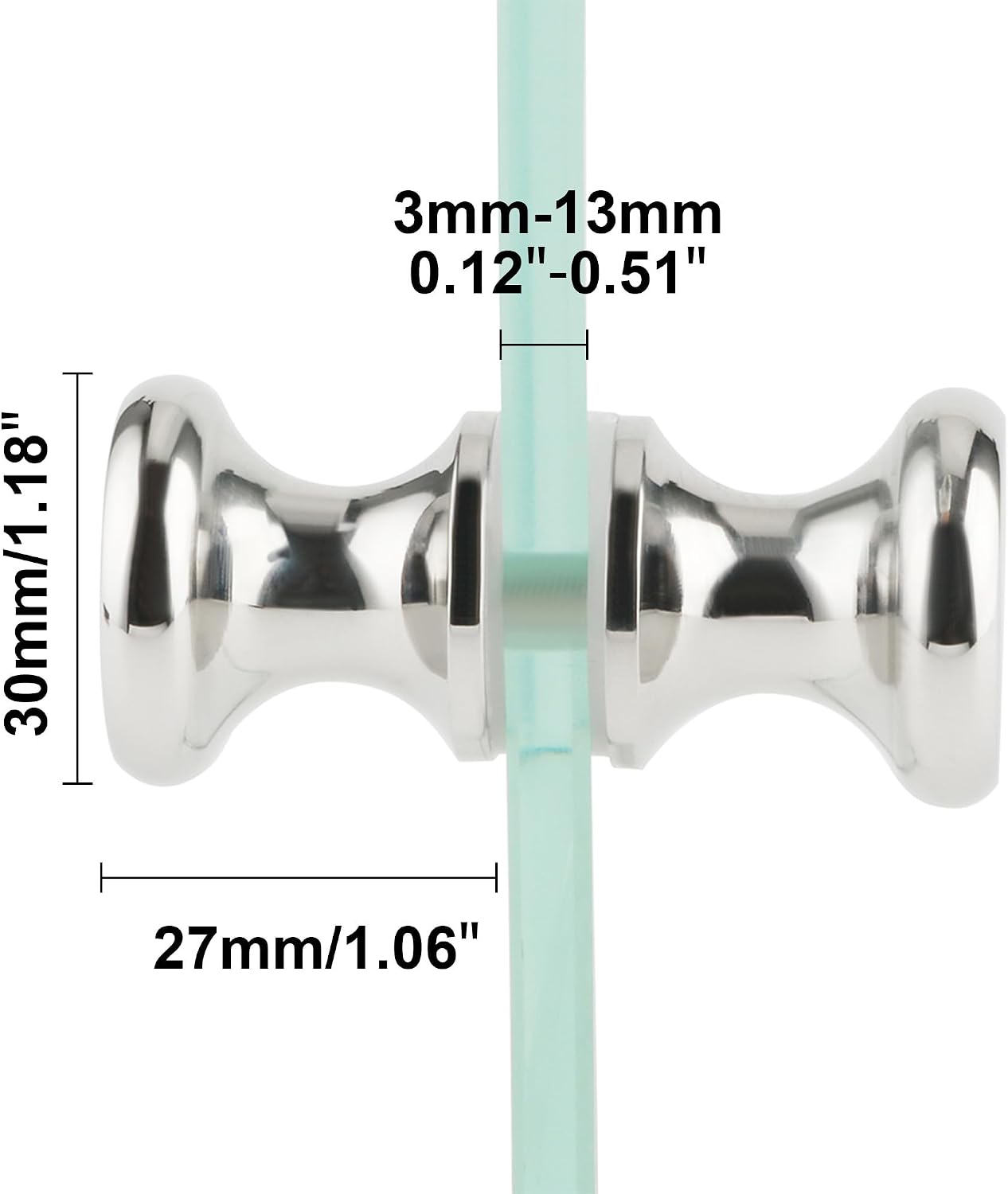 Alise Shower Glass Door Handle,Sliding Shower Doors Knob Double Sides Back-to-Back Pull Hardware Replacement Parts,Solid SUS304 Stainless Steel Knobs,Polished Chrome,XLS200SB-C