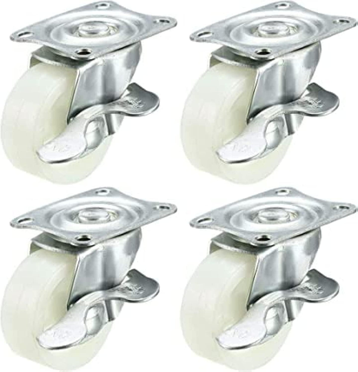 Swivel Caster Wheels 1.5 Inch / 40mm Wheel Top Plate Caster with Brake, 66lb Total Capacity, 4pcs