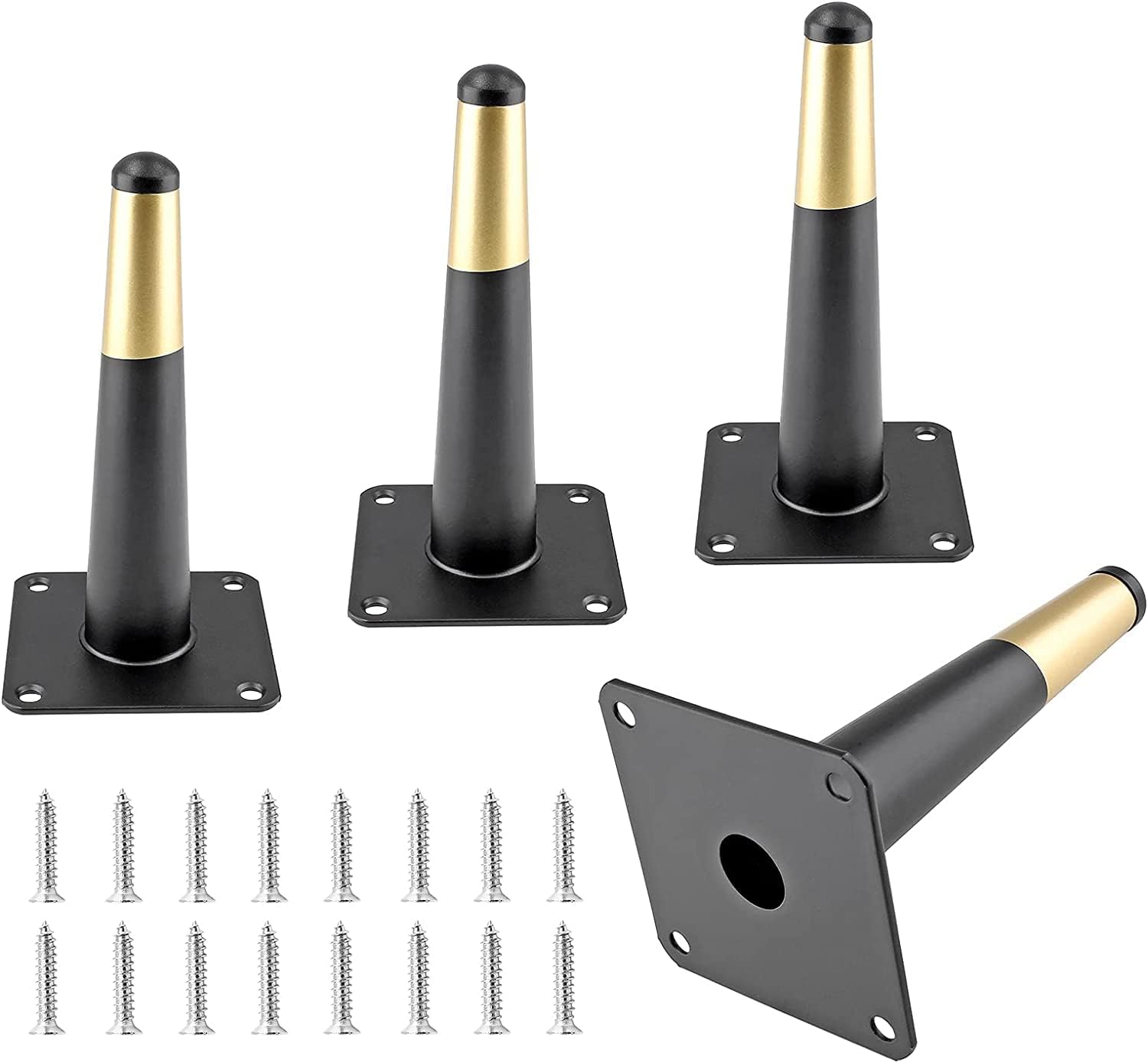 ELECDON Furniture Legs, Straight Conical Metal Legs Furniture Feet Iron Tv Cabinet Feet Stainless Steel Gold Sofa Legs Cabinet Legs Can Bear 800kg, Capacity Heavy Duty Replacement, Pack of 4