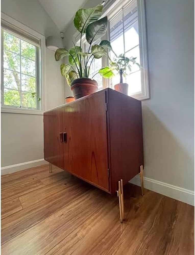 Set of 4 Heavy Duty 6-Inch Gold Metal Furniture Legs - Modern Chopstick Style Feet for Chairs, Dressers, and Cabinets