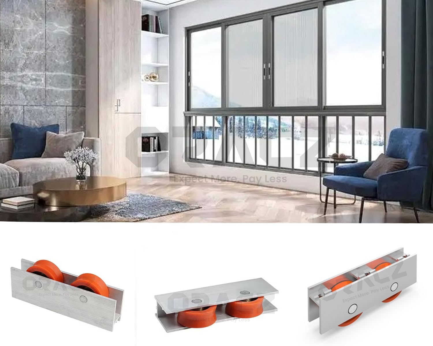 Heavy Duty Sliding Window Door Assembly Roller Aluminum Pulley Double Wheels | Sliding Roller 10mm Wheel for Wardrobes Cabinet Bookcases Door,Sliding Glass Door 100 kg Load Capacity. (2-PCS)