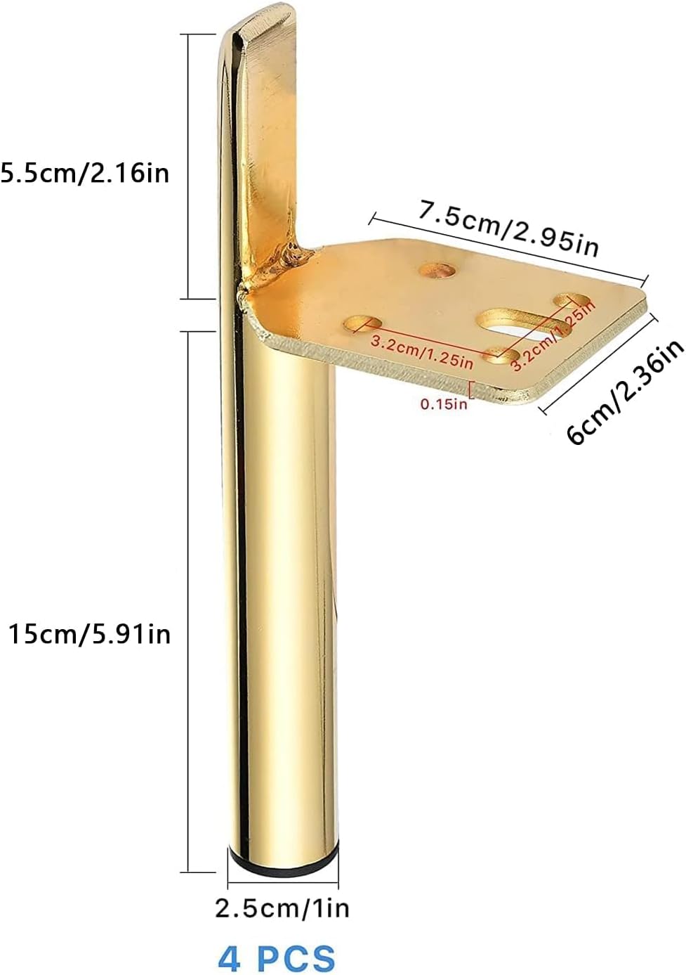 Bolivia's Metal Furniture Legs, 4 Pack Modern Style Coffee Furniture Legs, Furniture DIY Sofa Legs Chair Legs Replacement Table Leg, Gold Adjustable Desk Leg for Sofa Cabinet Ottoman