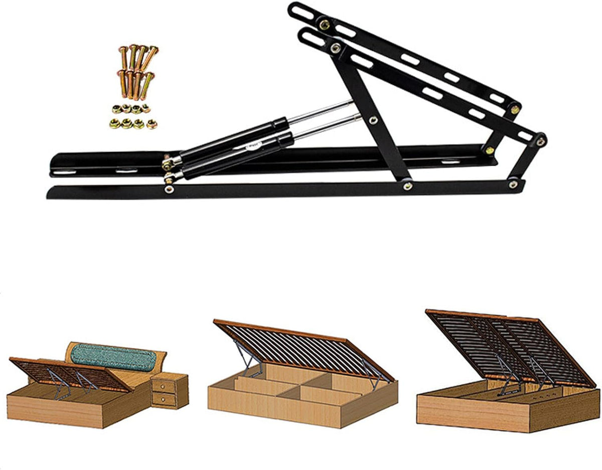 2 Pcs Hydraulic Bed Lifting Hinge,Pneumatic Storage Lift Mechanism,Gas Shock Strut Spring Heavy Duty Risers,Bed Cabinet Lid Organizer,Hydro-Pneumatic Rod,Folding Mechanism