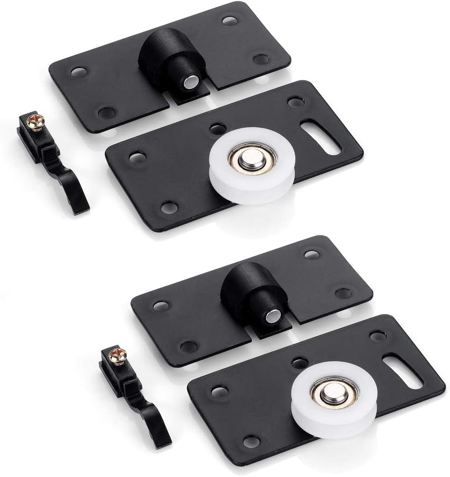 Set of 2 Sliding Door Fittings, Rollers for Wardrobe With Screw