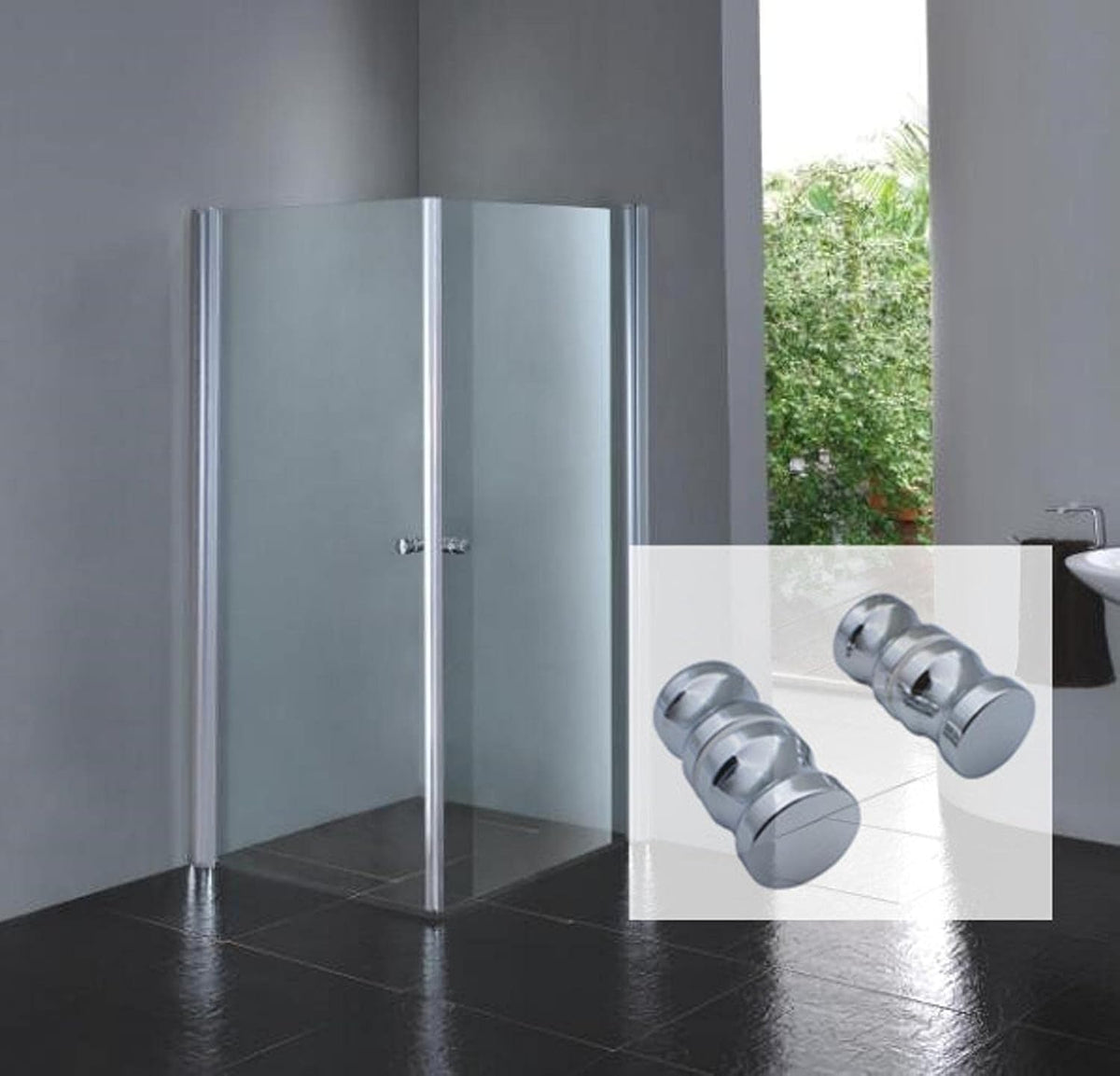 Shower Door knob Handle, 2 Pairs Round Chrome Glass Door Handle knob, Pull Handle knob, Parts Replacement for Shower Enclosure, Shower Bath Screen Parts Replacement