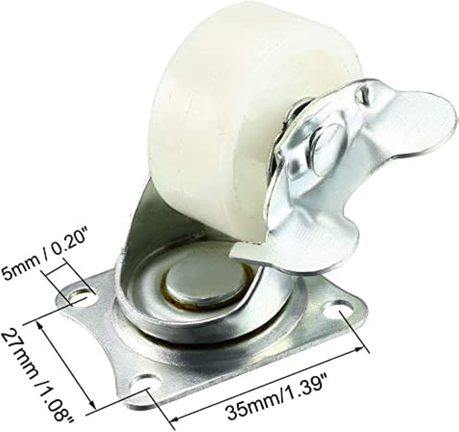Swivel Caster Wheels 1.5 Inch / 40mm Wheel Top Plate Caster with Brake, 66lb Total Capacity, 4pcs