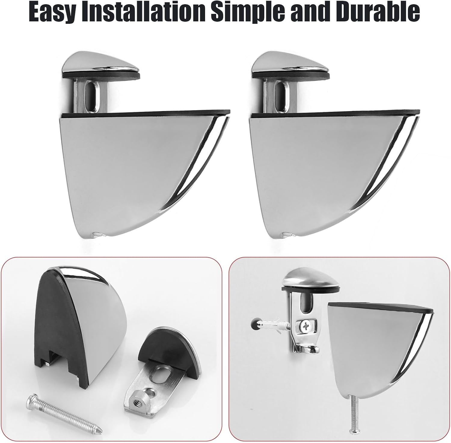 Adjustable Glass Shelf Bracket, Zinc Alloy Glass Shelf Support Wall Mounted Metal Glass Clamp Solid Glass Clamp for 3-20 mm Thickness Shelf (2PCS)