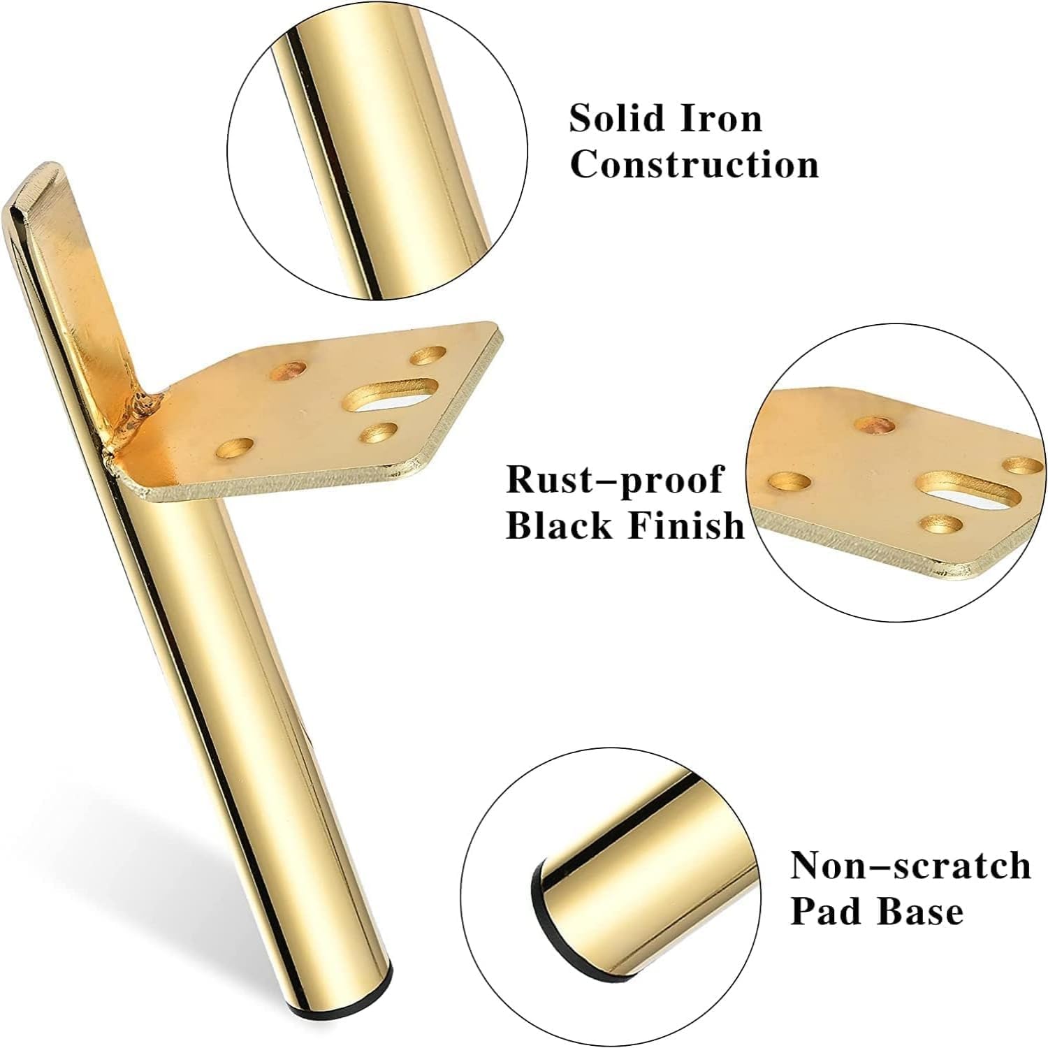 Bolivia's Metal Furniture Legs, 4 Pack Modern Style Coffee Furniture Legs, Furniture DIY Sofa Legs Chair Legs Replacement Table Leg, Gold Adjustable Desk Leg for Sofa Cabinet Ottoman