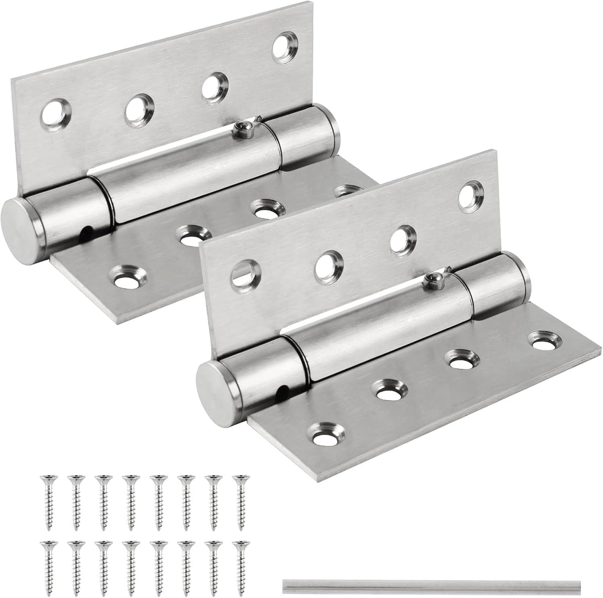 TamBee Modern Brushed Stainless Steel Auto Close Door Hinges Detent Spring Loaded Hinge 90 Degree Positioning with Hold Open 4 inch 2PCs